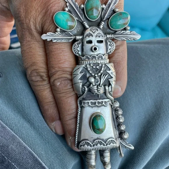 Vintage Navajo ring kachina dancer ring sterling SZ 7.5 - Picture 4 of 9
